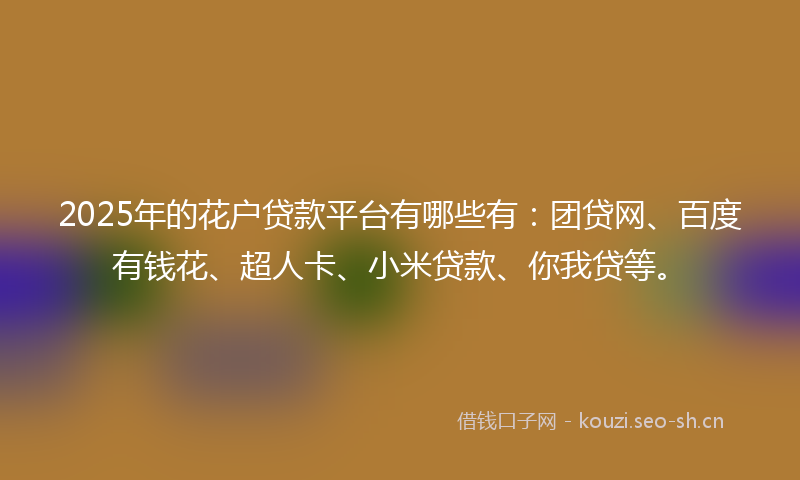 2025年的花户贷款平台有哪些有：团贷网、百度有钱花、超人卡、小米贷款、你我贷等。