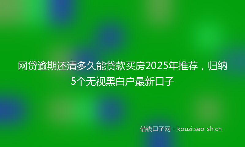 网贷逾期还清多久能贷款买房2025年推荐，归纳5个无视黑白户最新口子