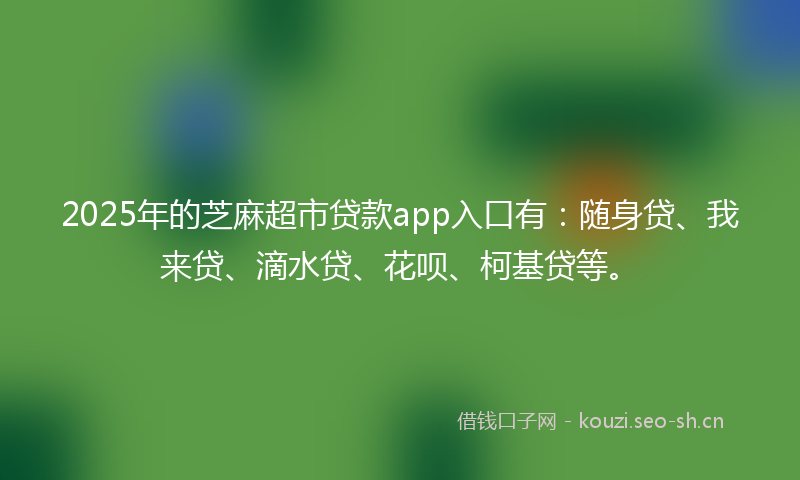 2025年的芝麻超市贷款app入口有:随身贷、我来贷、滴水贷、花呗、柯基贷等。