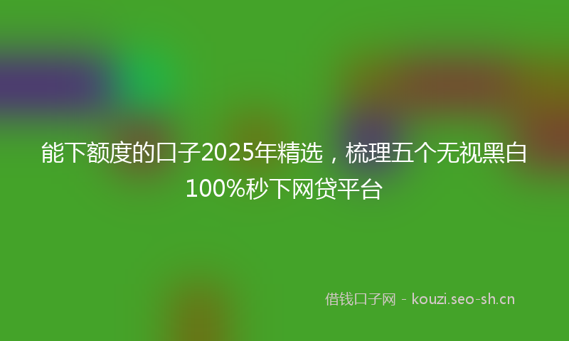 能下额度的口子2025年精选，梳理五个无视黑白100%秒下网贷平台