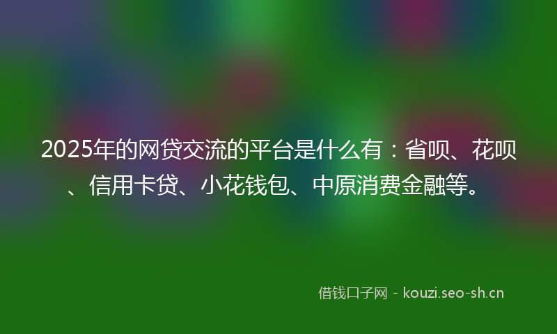 2025年的网贷交流的平台是什么有：省呗、花呗、信用卡贷、小花钱包、中原消费金融等。