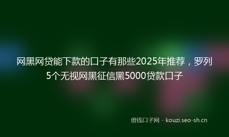 网黑网贷能下款的口子有那些2025年推荐，罗列5个无视网黑征信黑5000贷款口子