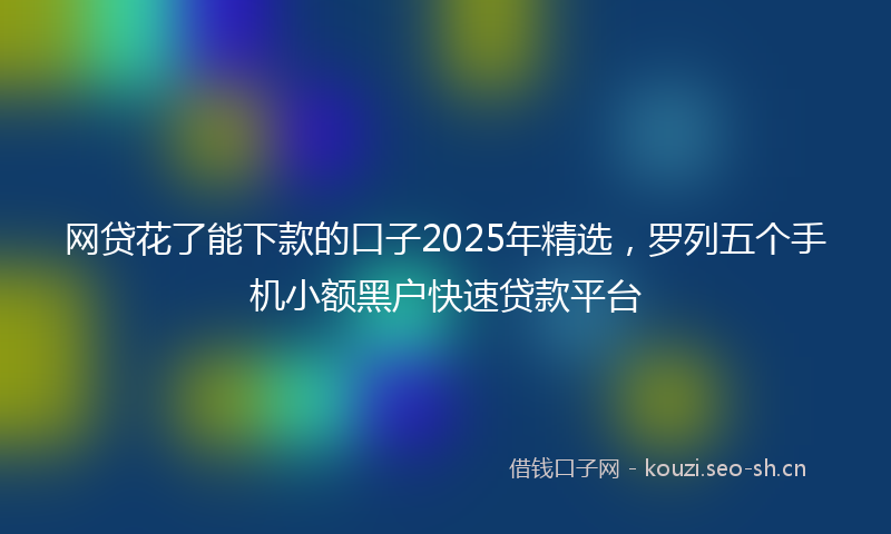 网贷花了能下款的口子2025年精选，罗列五个手机小额黑户快速贷款平台