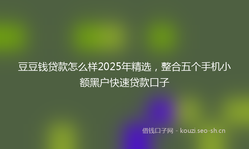 豆豆钱贷款怎么样2025年精选，整合五个手机小额黑户快速贷款口子