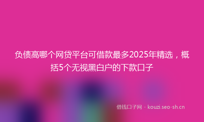 负债高哪个网贷平台可借款最多2025年精选，概括5个无视黑白户的下款口子