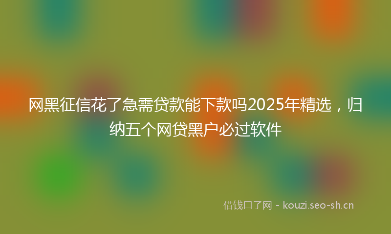 网黑征信花了急需贷款能下款吗2025年精选，归纳五个网贷黑户必过软件