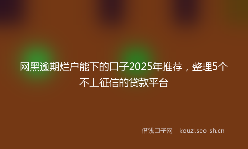 网黑逾期烂户能下的口子2025年推荐，整理5个不上征信的贷款平台