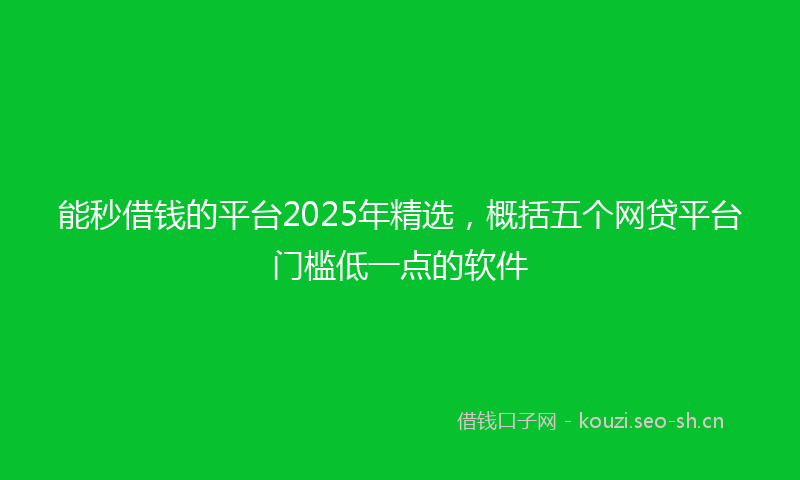 能秒借钱的平台2025年精选，概括五个网贷平台门槛低一点的软件