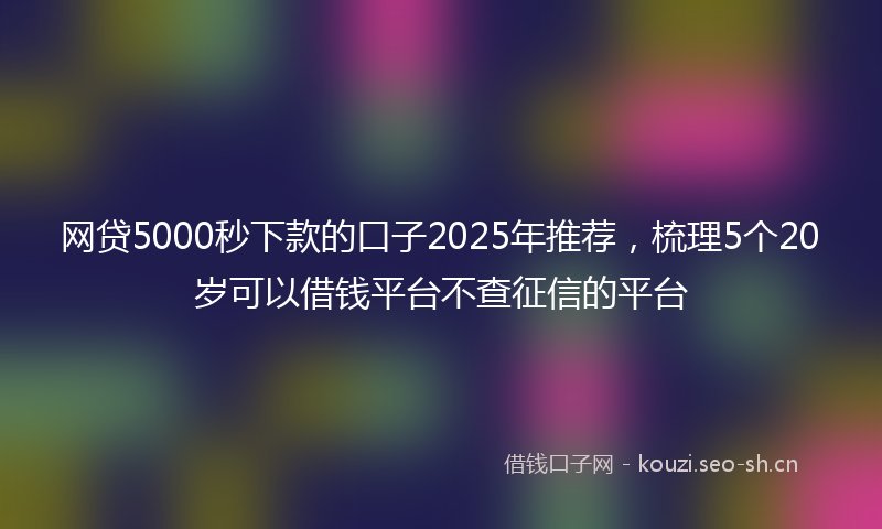 网贷5000秒下款的口子2025年推荐，梳理5个20岁可以借钱平台不查征信的平台