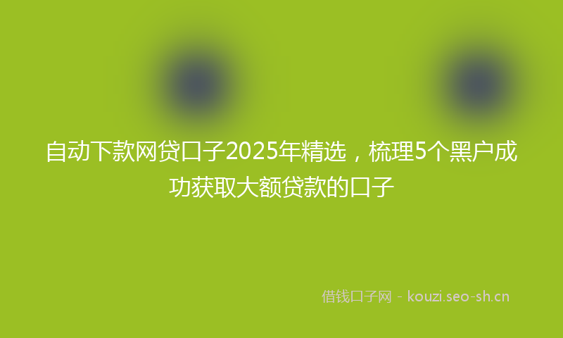 自动下款网贷口子2025年精选，梳理5个黑户成功获取大额贷款的口子