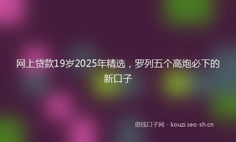 网上贷款19岁2025年精选,罗列五个高炮必下的新口子