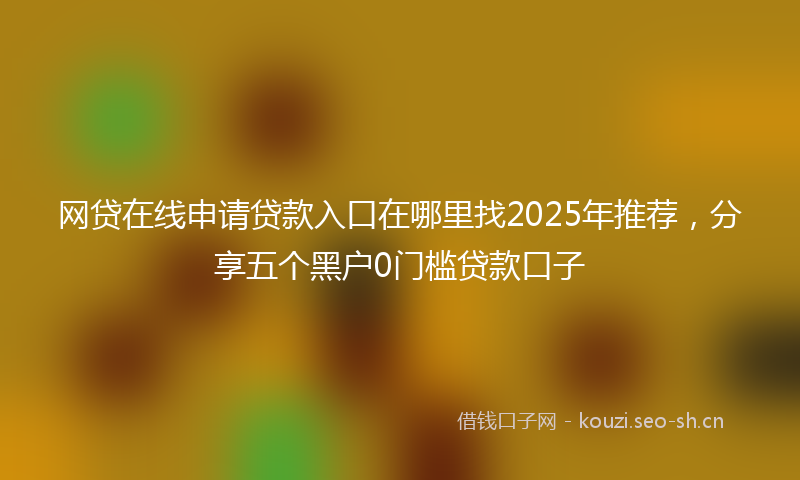 网贷在线申请贷款入口在哪里找2025年推荐，分享五个黑户0门槛贷款口子