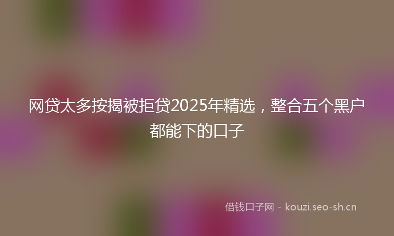 网贷太多按揭被拒贷2025年精选，整合五个黑户都能下的口子