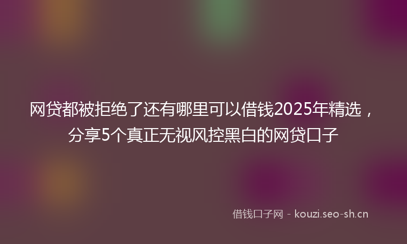网贷都被拒绝了还有哪里可以借钱2025年精选，分享5个真正无视风控黑白的网贷口子