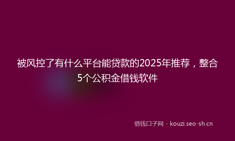 被风控了有什么平台能贷款的2025年推荐，整合5个公积金借钱软件