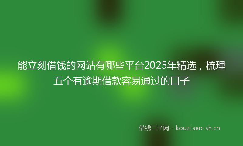 能立刻借钱的网站有哪些平台2025年精选,梳理五个有逾期借款容易通过的口子