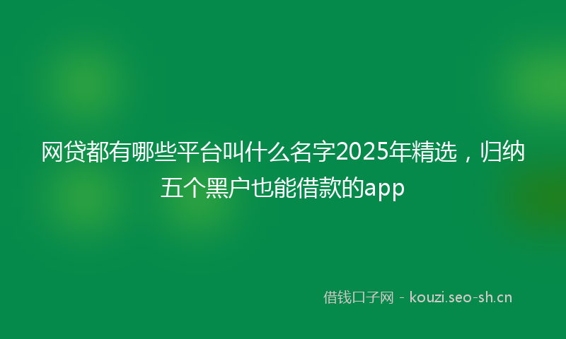 网贷都有哪些平台叫什么名字2025年精选，归纳五个黑户也能借款的app