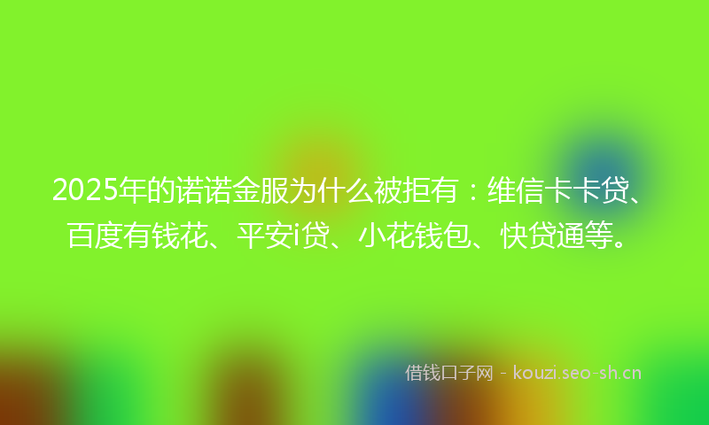 2025年的诺诺金服为什么被拒有：维信卡卡贷、百度有钱花、平安i贷、小花钱包、快贷通等。