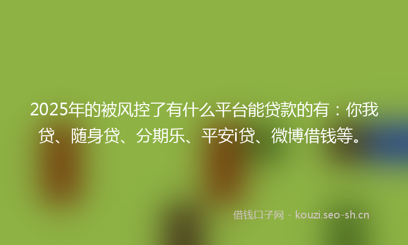 2025年的被风控了有什么平台能贷款的有：你我贷、随身贷、分期乐、平安i贷、微博借钱等。