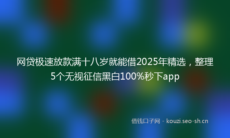 网贷极速放款满十八岁就能借2025年精选，整理5个无视征信黑白100%秒下app