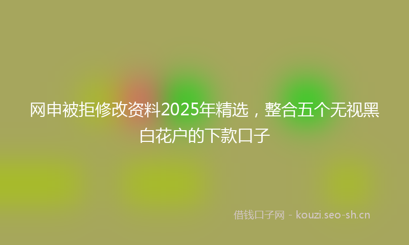 网申被拒修改资料2025年精选，整合五个无视黑白花户的下款口子