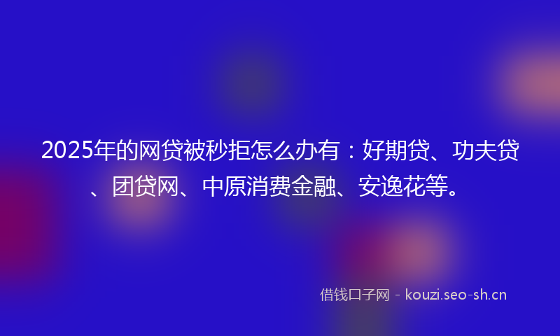 2025年的网贷被秒拒怎么办有：好期贷、功夫贷、团贷网、中原消费金融、安逸花等。