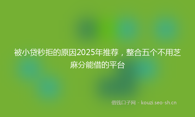 被小贷秒拒的原因2025年推荐，整合五个不用芝麻分能借的平台