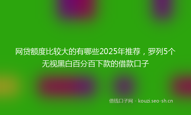 网贷额度比较大的有哪些2025年推荐，罗列5个无视黑白百分百下款的借款口子