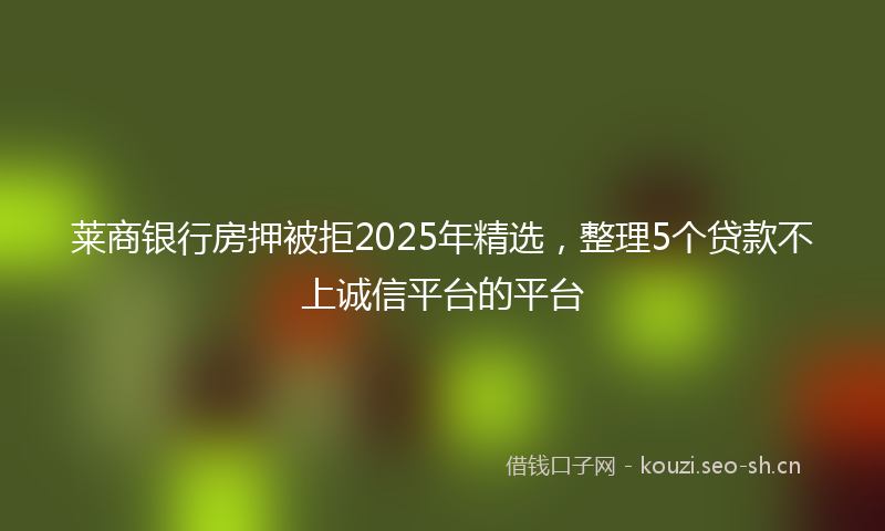 莱商银行房押被拒2025年精选,整理5个贷款不上诚信平台的平台