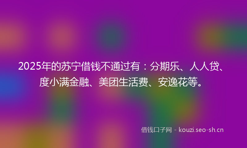 2025年的苏宁借钱不通过有：分期乐、人人贷、度小满金融、美团生活费、安逸花等。