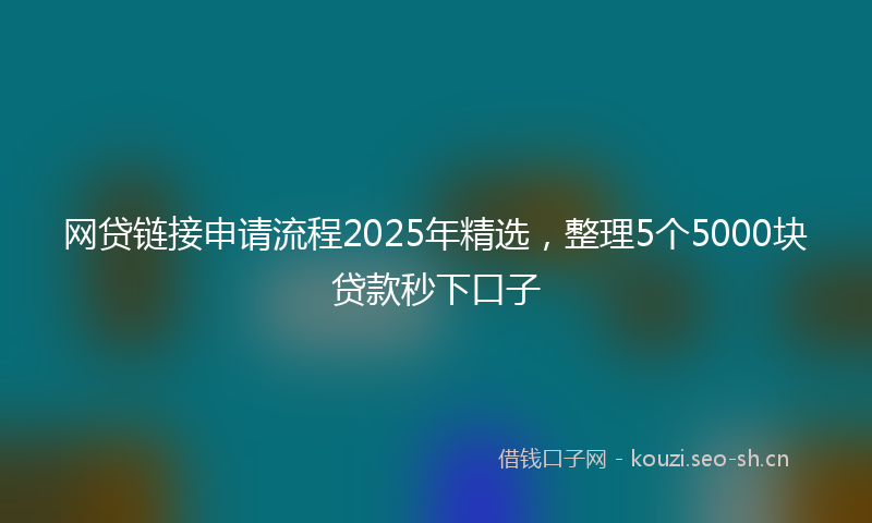 网贷链接申请流程2025年精选，整理5个5000块贷款秒下口子