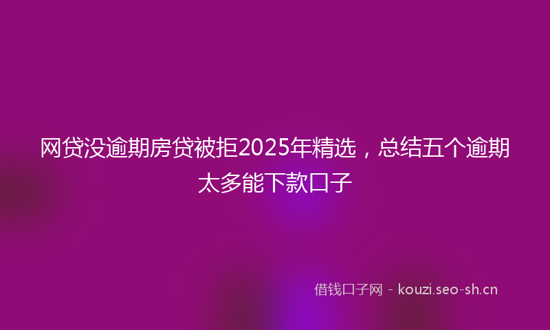 网贷没逾期房贷被拒2025年精选，总结五个逾期太多能下款口子