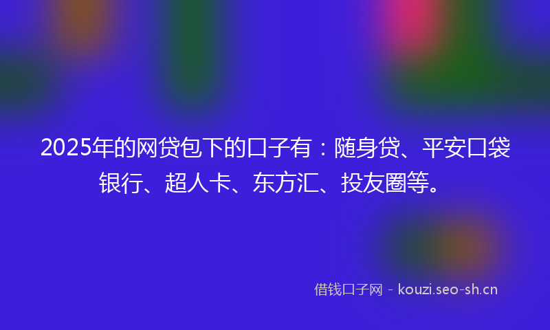 2025年的网贷包下的口子有：随身贷、平安口袋银行、超人卡、东方汇、投友圈等。