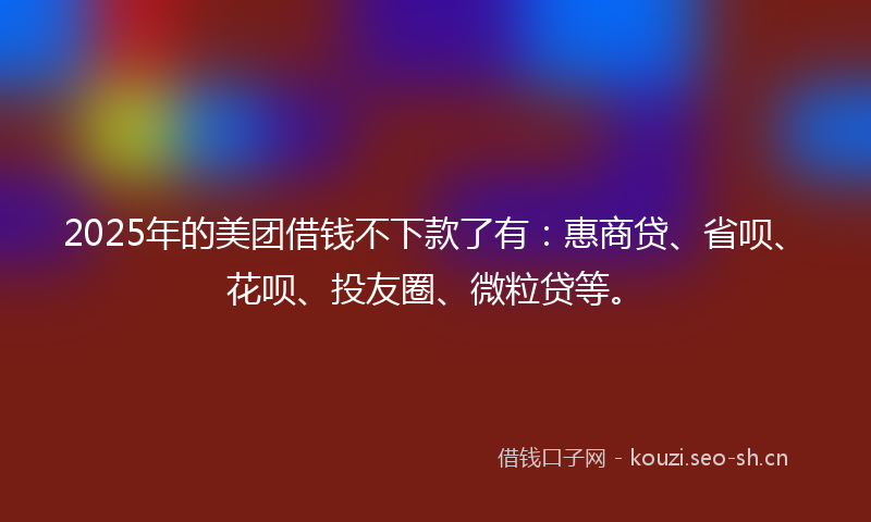 2025年的美团借钱不下款了有：惠商贷、省呗、花呗、投友圈、微粒贷等。