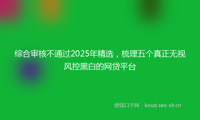 综合审核不通过2025年精选，梳理五个真正无视风控黑白的网贷平台