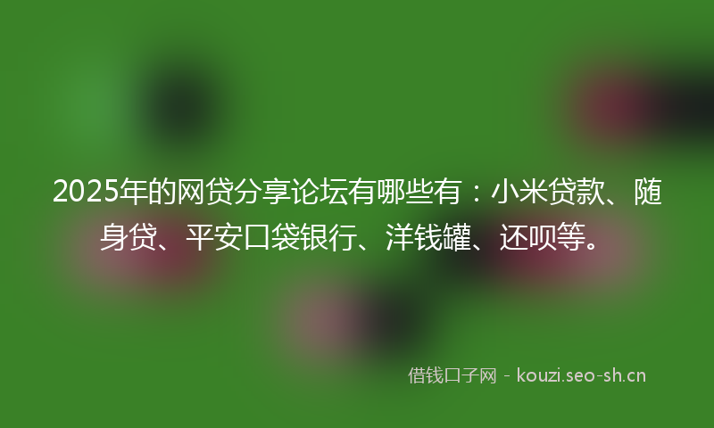 2025年的网贷分享论坛有哪些有：小米贷款、随身贷、平安口袋银行、洋钱罐、还呗等。