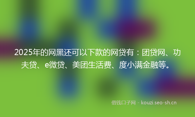 2025年的网黑还可以下款的网贷有：团贷网、功夫贷、e微贷、美团生活费、度小满金融等。