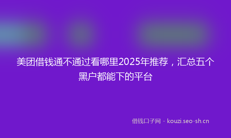美团借钱通不通过看哪里2025年推荐，汇总五个黑户都能下的平台