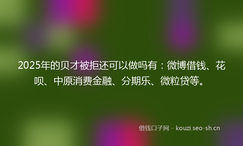2025年的贝才被拒还可以做吗有：微博借钱、花呗、中原消费金融、分期乐、微粒贷等。