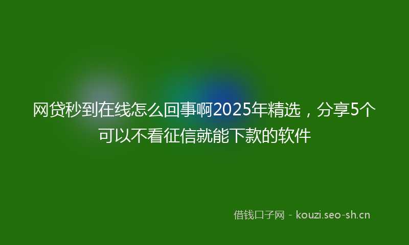 网贷秒到在线怎么回事啊2025年精选，分享5个可以不看征信就能下款的软件