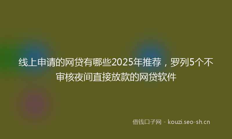线上申请的网贷有哪些2025年推荐，罗列5个不审核夜间直接放款的网贷软件