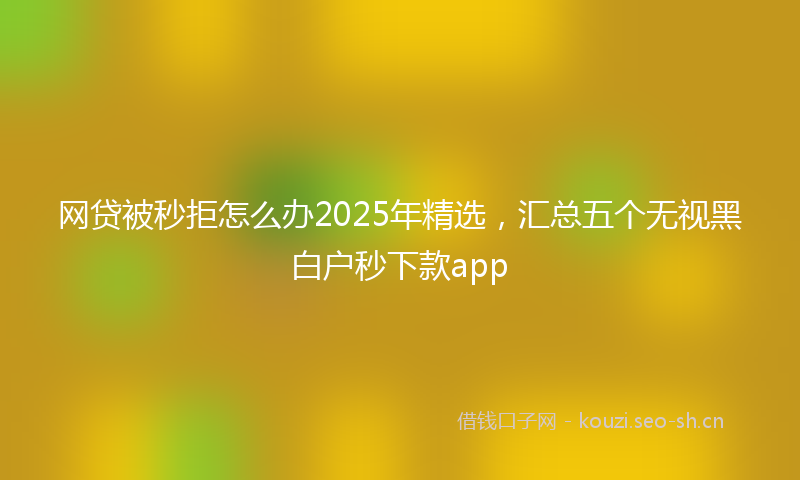 网贷被秒拒怎么办2025年精选，汇总五个无视黑白户秒下款app