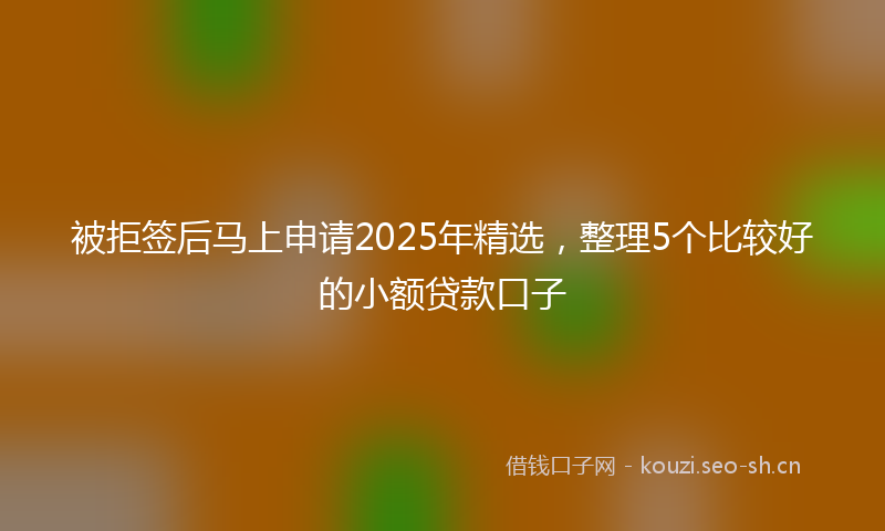 被拒签后马上申请2025年精选，整理5个比较好的小额贷款口子