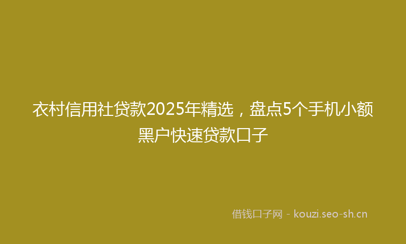 衣村信用社贷款2025年精选，盘点5个手机小额黑户快速贷款口子