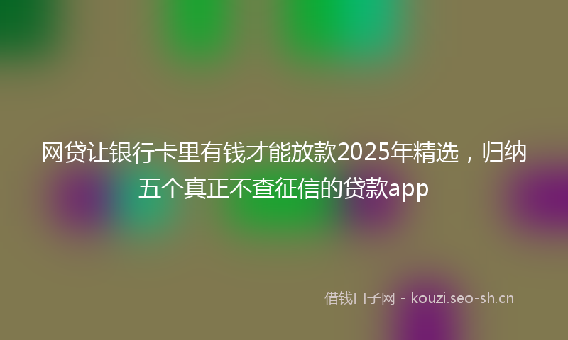 网贷让银行卡里有钱才能放款2025年精选，归纳五个真正不查征信的贷款app