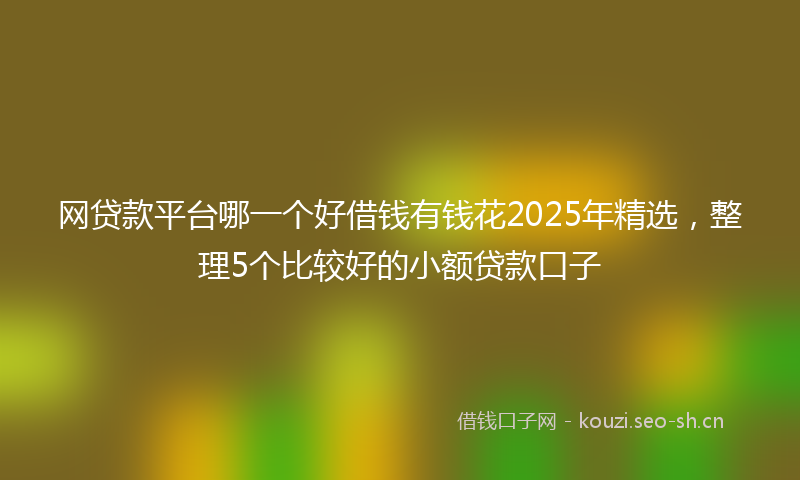 网贷款平台哪一个好借钱有钱花2025年精选，整理5个比较好的小额贷款口子