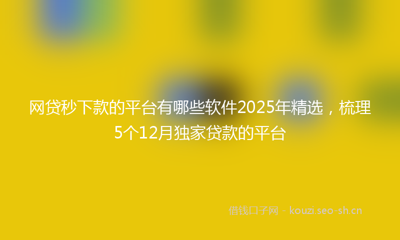 网贷秒下款的平台有哪些软件2025年精选，梳理5个12月独家贷款的平台