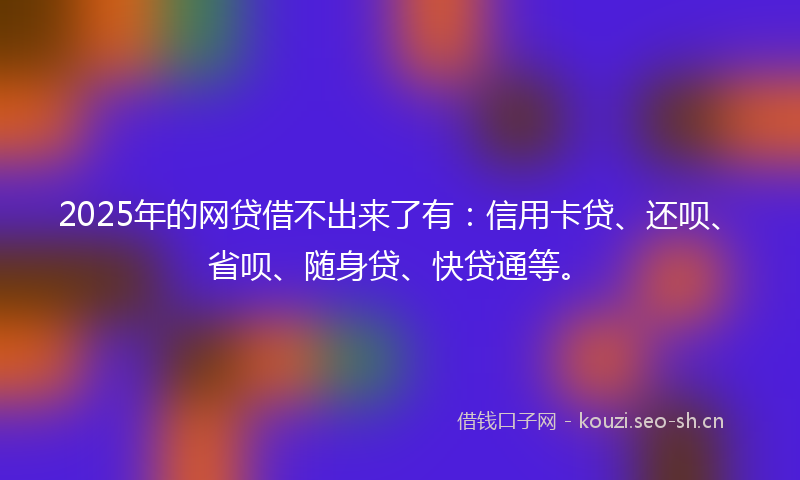 2025年的网贷借不出来了有：信用卡贷、还呗、省呗、随身贷、快贷通等。