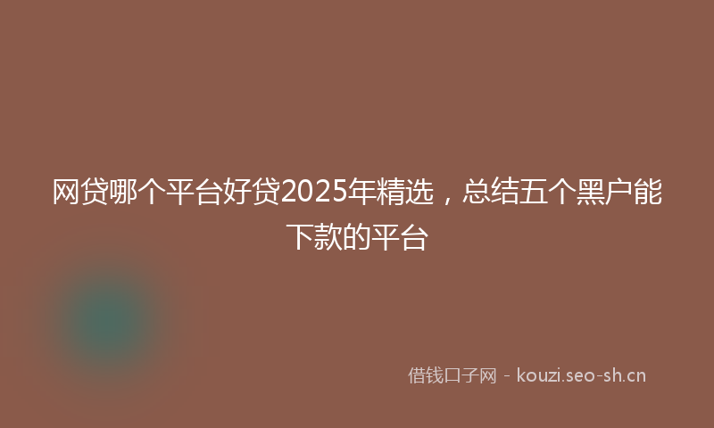网贷哪个平台好贷2025年精选，总结五个黑户能下款的平台