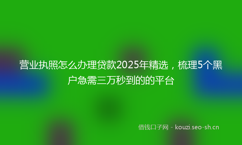 营业执照怎么办理贷款2025年精选，梳理5个黑户急需三万秒到的的平台